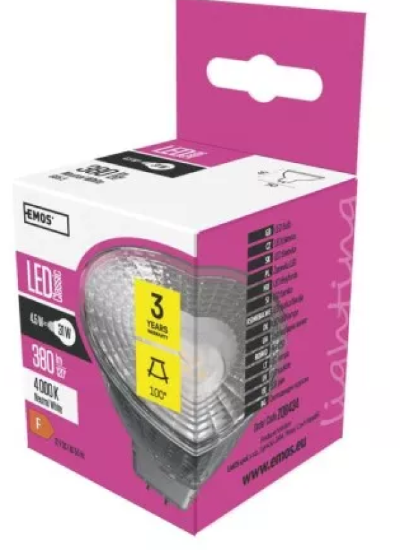 Žárovka LED MR16 4,5W GU5.3 NW