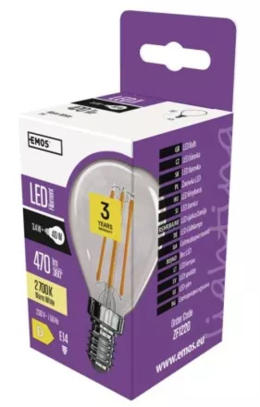 Žárovka filament mini globe LED 3,4WE27