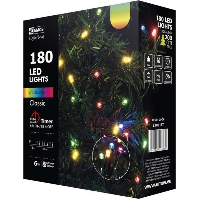Světelný řetěz Emos 180 LED, 18m