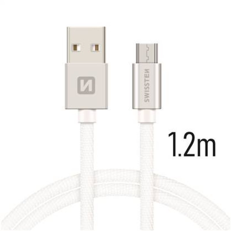 Kabel USB-microUSB 1.2m stříbrná