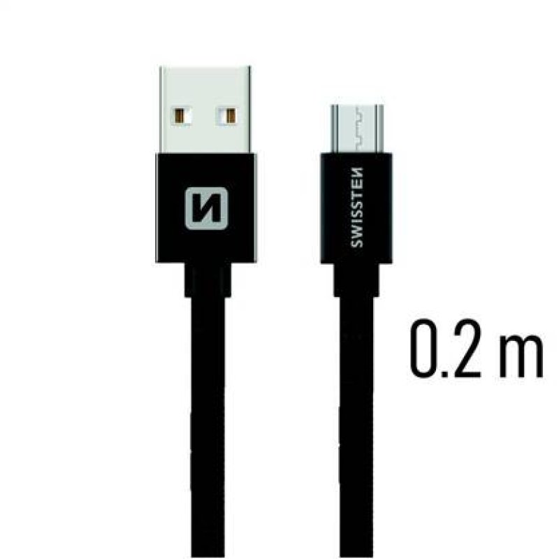 Kabel USB-microUSB 0.2m černá