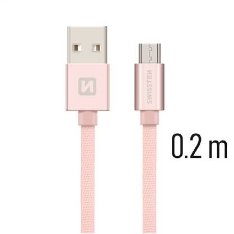 Kabel USB-microUSB 0.2m růžová