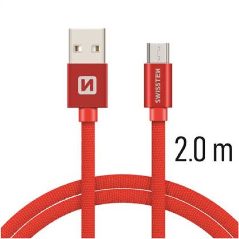 Kabel USB-microUSB 2.0m červená