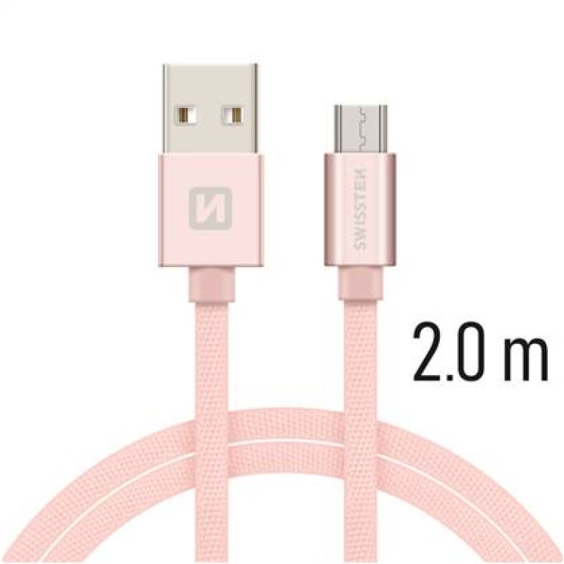 Kabel USB-microUSB 2.0m růžová