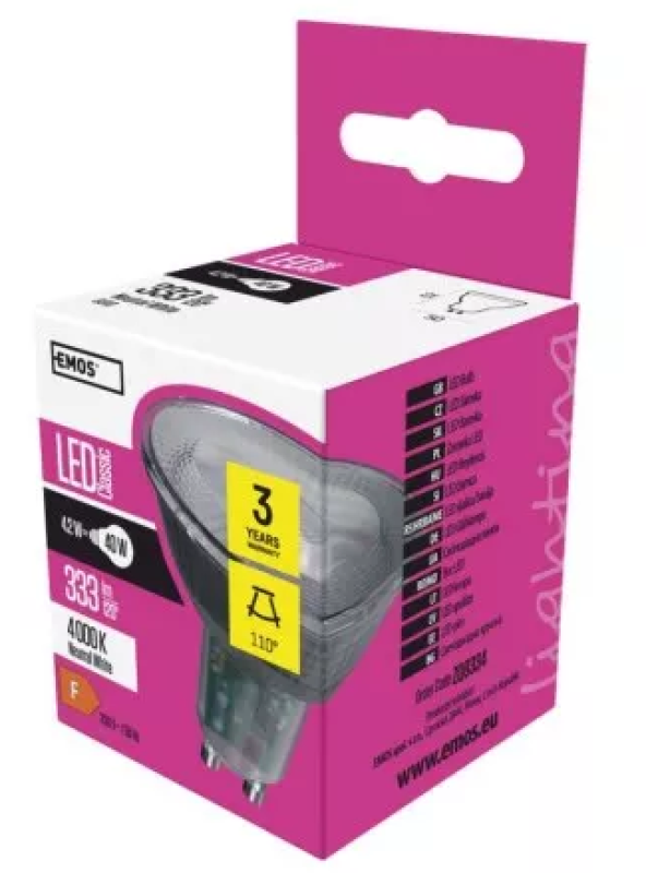 Žárovka classic LED MR16 4.2W GU10 NW