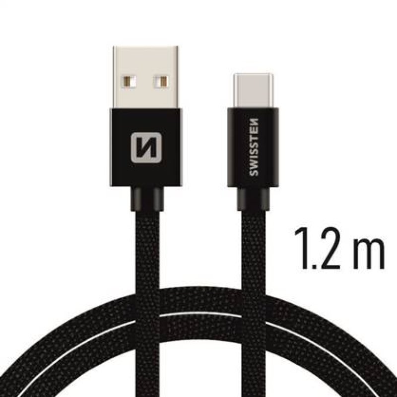 Kabel USB-USB-C 1.2m černá 3A