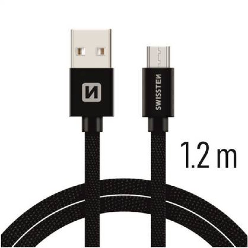 Kabel USB-micro 1.2m černý 3A