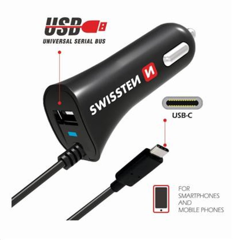 Nabíječ 2v1 USB+USB-C 2.4A