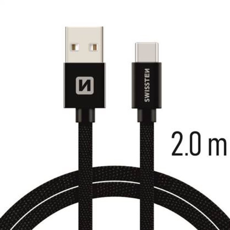 Kabel USB-USB-C 3A 2.0m černá