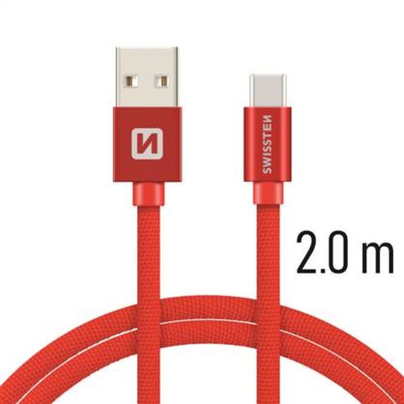 Kabel USB-USB-C 2.0m červený 3A